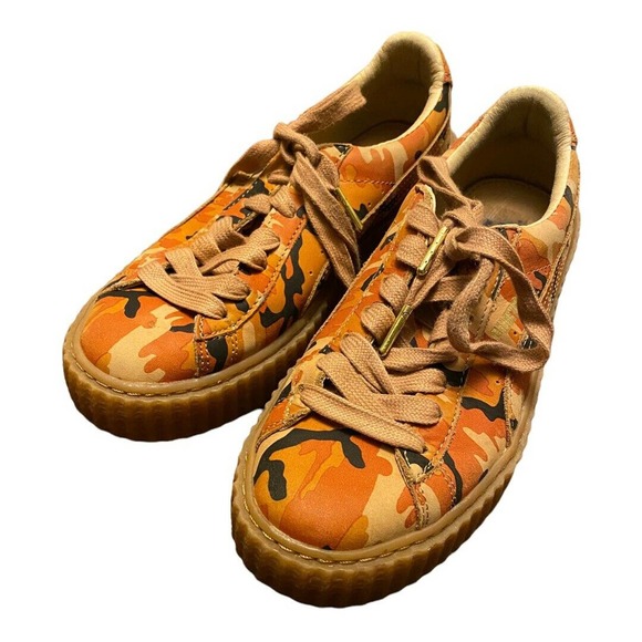 Puma Fenty Rhianna Orange Camo Platform Creeper Shoes Women’s Sz 7 36234101 - Picture 1 of 9